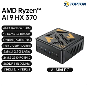 Topton OCuLink Mini PC Gamer AMD Ryzen AI 9 HX 470 370 7 PRO 360 USB4 2x2.5G LAN 2xM.2 PCIe Metal NUC Computer Windows 11 WiFi6E
