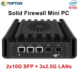 Topton 2x10G SFP Solid Firewall Mini PC 3x2.5G LANs Intel i3 N305 N300 N150 DDR5 NVMe Proxmox pfSense OPNsense Home Server Host