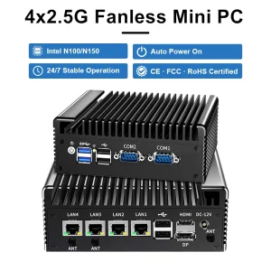 Topton Intel N150 N100 4x2.5G LAN Fanless Mini PC i226-V 2*COM DDR4 NVMe Efficient Cooling Solid Firewall PC Industrial Computer