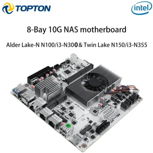 Topton 8-Bay 10G NAS Motherboard Intel Core i3-N300 N150 1*10G 2*2.5G LANs 2*NVMe 2*SFF-8643 to 8*SATA PCIex1 Firewall Mainboard